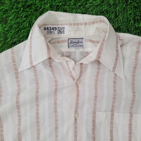 Vintage 60s Hampshire House by Van Heusen Button Shirt Medium 15.5 33 Textured - Picture 2 of 11
